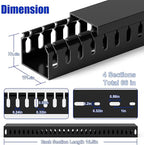 ZhiYo H1.4 W1.6in Professional Server Rack Cable Management Raceway, 66in (4X L16.5in) Cable Raceway Kit, Electrically Safe PVC Open Slot Wire Raceway for Under Desk/Computer/Network Cords, Black