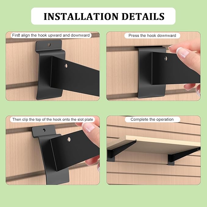 16 Inch Slatwall Shelf Bracket with Lip, 14 Pack Metal Shelf Brackets for Slat Wall,Heavy Duty Slatwall Accessories for Slatwall Panels Shelving Display Home Commercial- Black Slatwall Shelf Brackets