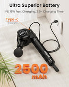 NAPRE Foldable Massage Gun with Extension Handle & 5 Adjustable Angles,Deep Tissue Back Massage for Neck/Body Pain Relief,Handheld Percussion Muscle Massager,32 Speeds,6 Heads & Silent,with Case