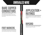 Voltive 16/4 Speaker Wire, Riser CL3R, Black, 500ft - 16AWG, 4 Conductors, Stranded Oxygen-Free Copper, UL Listed - V-1273-1
