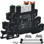 2Pcs Miniature Power Relay Black DC 24V HF41F/24-ZS 5 Pin 1NO 1NC 6A SPDT with LED Indicator with Socket Base 41F-1Z-C5K with DIN Rail Slotted