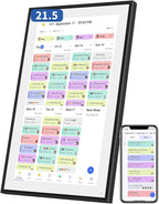 21.5 Inch Digital Calendar, Electronic Chore Chart, Smart Weekly and Monthly Planner 1920 * 1080P IPS Touchscreen Wall and Desk Calendar for Family Schedules, Black