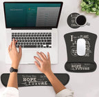 Ergonomic Mouse Pad Wrist Support and Keyboard Wrist Rest Set with Coasters, Non-Slip PU Base, Easy Typing and Relieve Wrist Pain, Perfect for Home Office Working Studying, Bible Verse Jeremiah 29:11