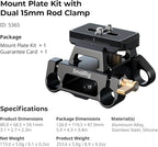 SMALLRIG Universal Mount Plate Kit with Dual 15mm Rod Clamp for Cameras, Built-in Quick-Release Plate for Arca-Swiss, with 1/4"-20 and 3/8"-16 Threaded Holes - 5365