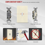 ENERLITES Screwless Toggle Switch Wall Plate, Child Safe Light Switch Cover, Standard Size 1-Gang 4.68" x 2.93", Unbreakable Polycarbonate Thermoplastic, UL Listed, SI8811-LA, Glossy, Light Almond