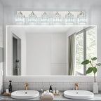 FDPBY Modern Vanity Light 6-Lights Brushed Nickel Vanity Light Crystal Bathroom Wall Light Bathroom Light Fixtures