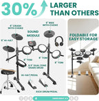Fesley FED150W Electric Drum Set: Dual Zone Snare Drum,2 Cymbals w/Choke, 200 Sounds, 4 Quiet Mesh Drum Pads, Portable Electronic Drum Kit for Beginner, Bluetooth, MIDI, Throne, Headphone, Sticks