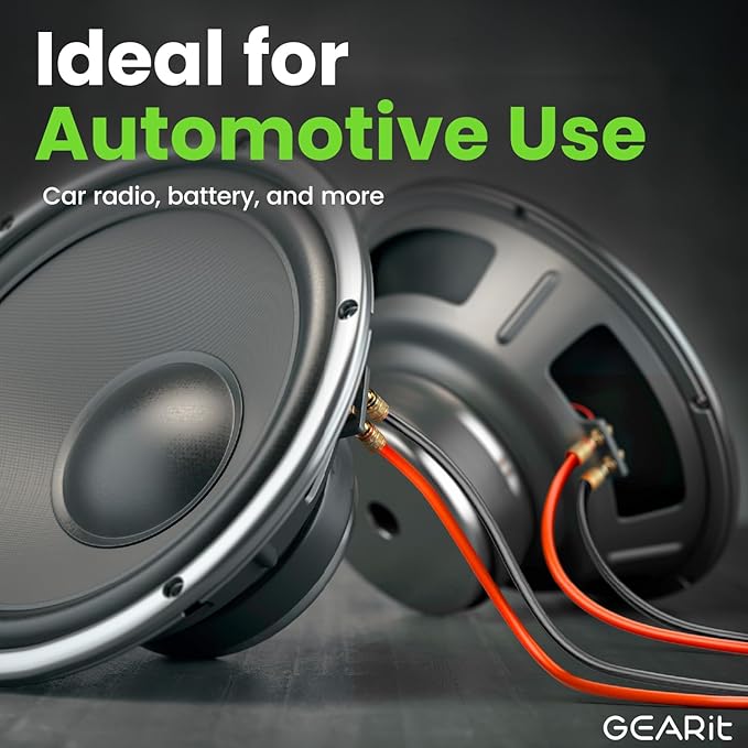 GEARit 16 Gauge Wire (200ft - Black/Red) GPT Automotive Primary Bonded Wire -2 Conductor CCA - for Car Audio, Speaker, Trailer Harness, Electrical - 200 Feet Total 16ga awg