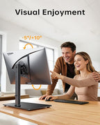 Single Monitor Stand, FreeStanding Desk Stand for 13-32 inch Screens, VESA Mount Monitor Riser with Swivel, Tilt, Rotation, 4 Height Options, Tempered Glass Base, Max Load 77lbs VESA 75x75mm-100x100mm
