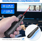 2-in-1 USB Type C Presentation Clicker, Clicker for PowerPoint Presentations, Rechargeable Wireless Presenter Remote, Pointer RF 2.4GHz USB PowerPoint Clicker Slide Advancer with Volume Control