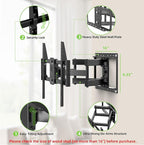 USX Mount Full Motion TV Wall Mount for Most 42-90 inch Flat Screen/LED/4K, TV Mount Bracket Dual Swivel Articulating Tilt 6 Arms, Max 16" Wood Studs, VESA 600x400mm, Holds up to 132lbs