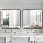 FORBATH Bathroom Mirror 36" x 36"，Large Square Wall Mirror with Black Aluminum Frame Rounded Corner, Wall Mounted Mirror for Bathroom Bedroom Entryway Living Room