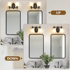 EJIAXIN 2 Lights Bathroom Vanity Light, Black Bath Vanity Light Modern Bathroom Vanity Lights Vintage Style for Living Room Cabinet Bedroom About Mirror