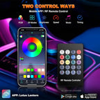 Jushope Interior Car LED Strip Lights with Wireless APP and Remote Control, RGB 5 in 1 Ambient Lighting Kits with 236 inches Fiber Optic, 16 Million Colors Car Neon Lights, Sync to Music