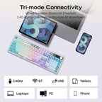 EPOMAKER TH99 PRO 96% Mechanical Keyboard with Screen & Knob, 10000mAh, 2.4Ghz/BT, Hot Swap, Custom Driver, RGB Backlight, PBT Keycap, Wireless Gaming Keyboard for PC/Mac (Blue&White, Creamy Jade)