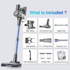 Zefiro Cordless Vacuum Cleaner for Home,450W /40Kpa 50Mins Stick Vacuum,Anti-Tangle 1.5L Dust Cup, Rechargeable Wireless Handheld Vacuum for Pet Hair/Carpet/Floor
