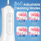 Water Flosser, Rechargeable 300ML IPX7 Waterproof Cordless Portable Oral Irrigator with 4 Modes & 6 Replaceable Jet Tips-Professional Flossing Cleaner for Daily Home Use,Travel,Gums,Braces Care-White