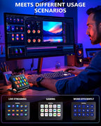 GuileKeys Stream Controller, Stream Deck with 15 Macro Keys Customizable, Gaming Macro Keypad with Trigger Actions in OBS/Twitch/YouTube/Streamlabs/Discord/Zoom, Compatible with Mac/PC, Foldable Stand