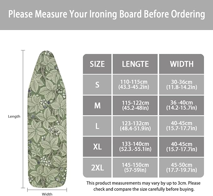 ZCFYGDX Ironing Board Covers Lightweight & Breathable Anti-Slip & Wear-Resistant (15 x 48 in) with Nylon Buckle Straps Elastic Edge Easy to Install, Scorch Resistant, William Morris Prints Size-L