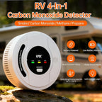 4-in-1 RV Propane Gas Detector, RV Carbon Monoxide Detectors, Smoke Detector, Natural Gas Detector, CH4/CO/LPG/Smoke Alarm, Battery Powered,LED Indicator,Surface Mount,for Travel Trailer,Truck Camper