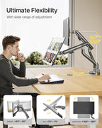 monTEK Dual Monitor Stand Mount with USB for Up to 35" Screens, Each Arm Holds Max 24.3lbs, Full Motion Adjustable Monitor Arm Desk Mount with C-Clamp/Grommet, VESA 75/100mm, Space Gray, MA1010UCDG-D