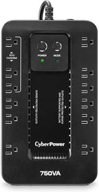 CyberPower EC750G Ecologic Battery Backup & Surge Protector UPS System, 750VA/450W, 12 Outlets, ECO Mode, Compact Uninterruptible Power Supply, Black