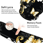 Keyboard Wrist Rest and Mouse Pad Wrist Support Set with Coasters,Non-Slip PU Base Ergonomic Gaming Mousepad for Home Office Working Studying Easy Typing & Pain Relief,Silver Golden Butterfly
