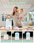 Bottle Sterilizer and Dryer, Compact Electric Steam Baby Bottle Sterilizer (Esterilizador de Biberones), Bottle Sanitizer for Baby Bottles, Pacifiers, Pump Parts Blue