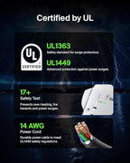 Belkin 6-Outlet Wall Surge Protector w/ 2 USB-A Ports, Wall-Mountable Surge Protector for Home, Office, Travel, Computer Desktop, Laptop, Phone Charger, & More - 900 Joules of Protection