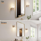 AONEON Vanity Lighting Fixtures with White Frosted Glass Champagne Bronze Wall Lamp Over Bathroom Mirror for Bedroom, Living Room, Washroom Porch T001CPG-L1
