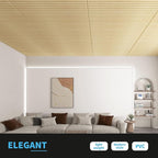 Art3d 12-Pack Slat Design 3D Wall Panels for Interior Wall Decor, 2x4 FT PVC Decorative Drop Ceiling Tiles - Oak