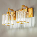 FDPBY Modern Bathroom Vanity Light 2-Lights Gold Crystal Wall Lamp Bathroom Modern Crystal Vanity Lighting