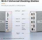 DisplayLink Docking Station Dual Monitor 4K@60HZ for MacBook, Windows, TobenONE Universal Mac mini M4 Dock with 2 HDMI & 2 DP, 65W Power Delivery, 7 USB, USB-C 3.1, Ethernet, SD/TF