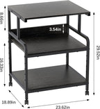 Arbuxzuy Large Printer Stand with Storage Shelf, 23.6" W x 18.9" D Printer Cart with Wheels, 3 Tier Mobile Printer Table for Home Office,Stands for Heat Press Scanner Fax (Black)