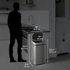 iTouchless 13 Gallon Oval Sensor Trash Can with Odor Filter, Automatic Motion Sensor Kitchen Bin, Slim Curved Soft-Close Gunmetal Gray, Dark Metallic Finish for Office & Garage