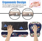 Mouse Pad Wrist Support and Keyboard Wrist Rest Set with Coasters, She Believed She Could So She Did Inspirational Quote with Non-Slip PU Base Ergonomic Mousepad for Computer Laptop Home Office