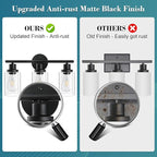 Unicozin Modern Bathroom Light Fixtures, 3 Light Vanity Lights, Black Wall Lamp with Clear Glass for Bathroom, Mirror, Living Room, Bedroom, Hallway, E26 Base