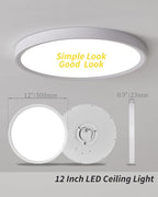 4Pack 12 Inch Dimmable LED Flush Mount Ceiling Light Panel,24W 2520LM,2700K-6000K Adjustable Color,Ultra Thin Round White Ceiling Light Fixture for Hallway Kitchen Bedroom Home Office