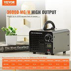 VEVOR Ozone Generator, 36000mg/h Ozone Machine, High Capacity Commercial/Industrial Ozone Generator Machine with 0-120 min Time Setting for Rooms, Cars