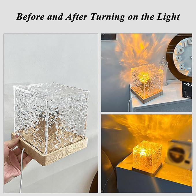 citosisk Aurora Borealis Night Light Projector, Aurora Dreamscape Projector, Magical Northern Lights for Your Room, 3/16 Colors Ambient Dynamic Wave Cube Lamp with Remote (16 Colors Plug-in, Wood)