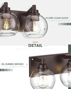 METWET Bathroom Light Fixtures Over Mirror, 5-Light Oil Rubbed Bronze Bathroom Vanity Light with Globe Clear Glass Shade, 32 Inch Modern Sconces Wall Lighting, VL195-ORB-5