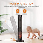 Air Choice 36" Tower Space Heater for Large Room, 1500W PTC Electric Fireplace Heater, Adjustable Thermostat, 4 Modes, 3D Flame,12H Timer, Oscillation, Remote, Heater for Indoor Use, Bedroom, Office