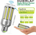 Radar Motion Sensor LED Light Bulbs, 32W Daylight White 6000K 4000LM (300W Equivalent) Auto Motion Detector Activated Dusk to Dawn Light for Stairway, Hallway, Porch, Garage, Driveway, Patio, 2 Pack
