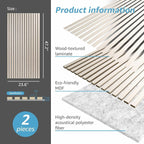 Art3d 2 Wood Slat Acoustic Panels for Wall and Ceiling - 3D Fluted Sound Absorbing Panel with Wood Finish - White Elm