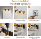 FDPBY Modern Bathroom Vanity Light 3-Lights Black Gold Crystal Wall Lamp Bathroom Modern Crystal Vanity Lighting