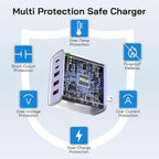 2Pack USB C Fast Charger Block, Total 60W 5-Port USB C Wall Charger 30W Type C Charging Block, 2USB C+3USB A PD 3.0 Multiport Charging Cube for iPhone 17 16 15 14 Pro Max, G-alaxy S25 S24 Ultra, i Pad