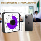 Secura 60-Minute Visual Countdown Timer, 7.5-Inch Oversize Classroom Visual Timer for Kids and Adults, Durable Mechanical Kitchen Timer Clock with Magnetic Backing (Purple)