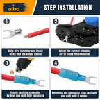 ALBO 350PCS Heat Shrink Fork Spade Connectors Kit #10 – 22-10 AWG Tinned Copper Terminals, Waterproof Wire Terminal Connector Assortment for Automotive, Marine, Speaker & Electrical Wiring