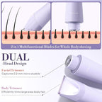Bikini Trimmer for Women, Flyant 2 in 1 Electric Shaver for Women, Pubic Hair Trimmer Waterproof IPX7 with LED, Bikini Razor for Leg Arm Underarm Bikini Area, Teen Girl Gifts - Lavender Dream Purple