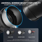 Alluneitter S-80 Bowens Mount Optical Conical Snoot Spotlight Kit. Adjustable Focus 38°Lens, Lighting Shape Changeable; for Photography, Studio Video, Compatible with Various LED Lights and Strobes